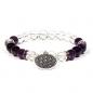 Preview: Armband Bergkristall/Amethyst+Blume des Lebens