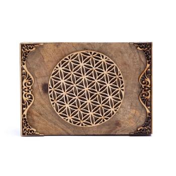 Tarotbox Blume des Lebens aus Mangoholz