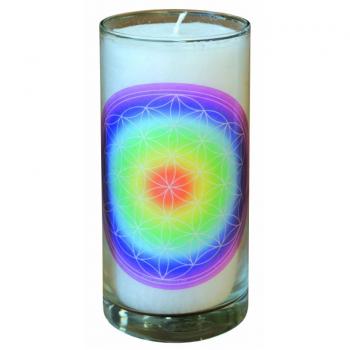 Kerze "Blume des Lebens regenbogen"