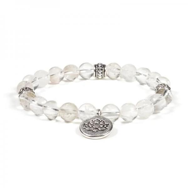 Mala/Armband Bergkristall elastisch mit Lotus