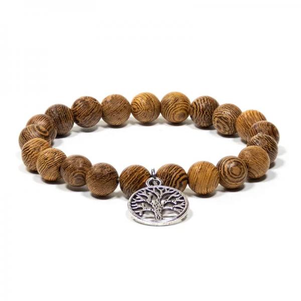 Mala/Armband Wengeholz elastisch Baum des Lebens