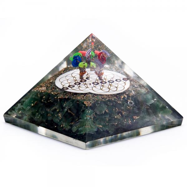 Orgonite Pyramide - Green Acewnturine nd Flower of Life