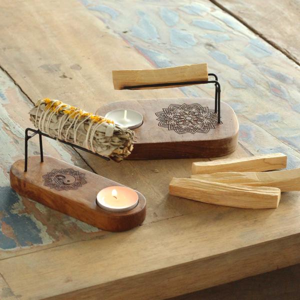 Kleiner Palo Santo Heizer - Teakholz - Hamsa Design