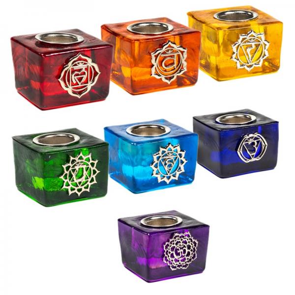 Set mit 7 Chakra Kerzenhaltern